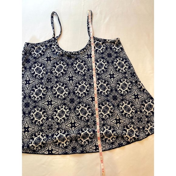 First Love Women Camisole Tank Top Spaghetti Strap Geometric Blue White SZ Small - Picture 3 of 6